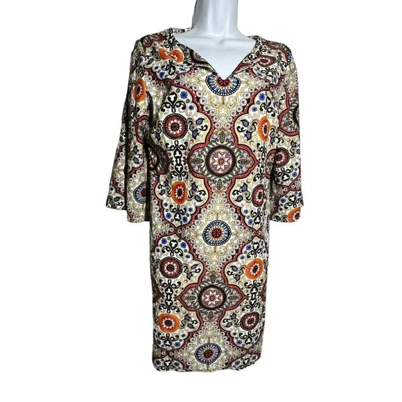 Jude Connally Megan Tunic Dress size small Moroccan Medallion print 3/4 sleeves - Picture 1 of 8